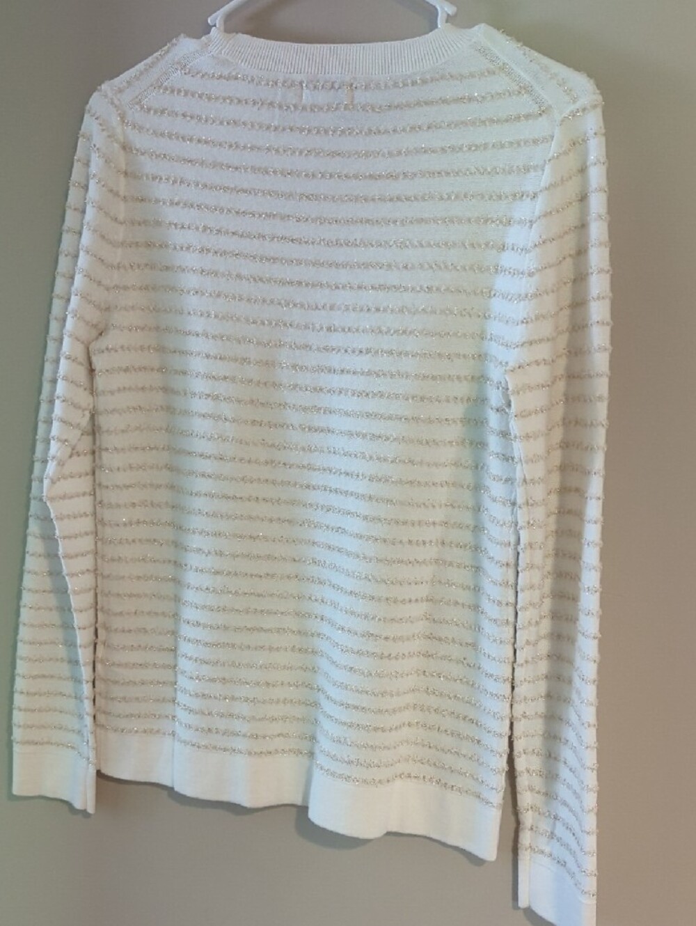 J. Crew Women's White Sweater with Metallic Stripe Detail - Picture 3 of 6